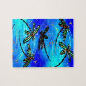Puzzle Dragonfly Flit Electric Blue (Horizontal)