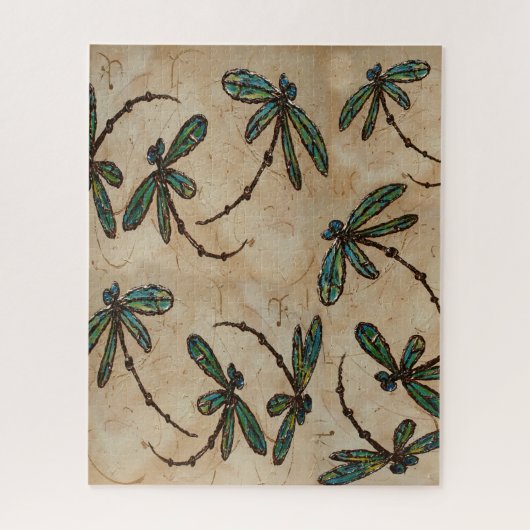 Puzzle Dragonfly Flit Rustic Cream (Vertical)