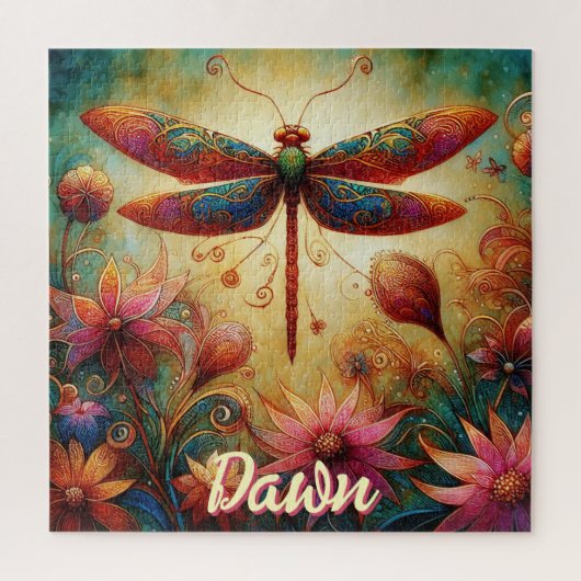 Puzzle Dragonfly lunaire Floral Abstrait personnalisé (Vertical)
