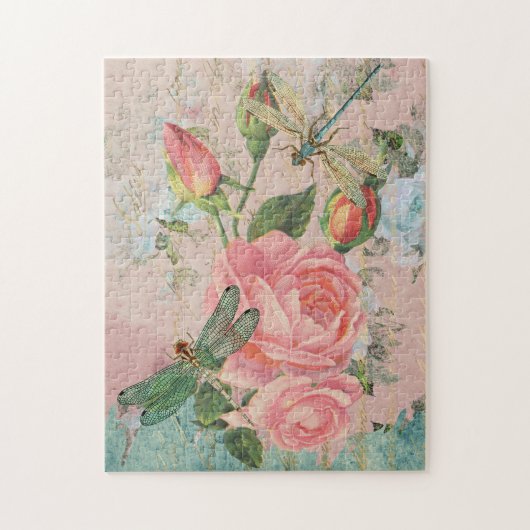 Puzzle Dragonlies Roses et écriture manuscrite or Ephemer (Vertical)