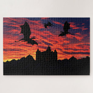 Puzzle Dragons volant, château de dragon de ciel de lever