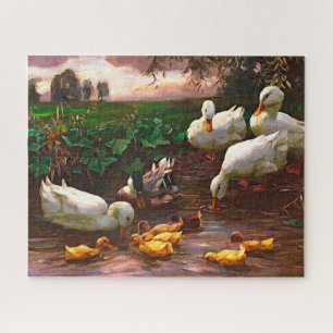 Puzzle Drake vintage avec canards blancs et colliers jaun