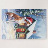 Puzzle Drame danois Cabane enneigée Chapeau de Père Noël  (Horizontal)