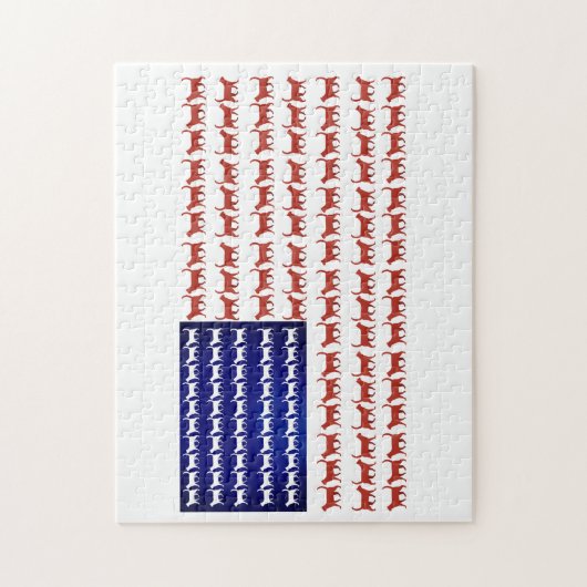 Puzzle Drapeau 4 juillet chat rouge blanc et bleu (Vertical)