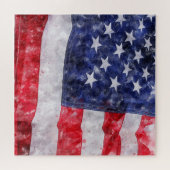 Puzzle Drapeau américain Abstrait, Aquarelle Style. (Horizontal)