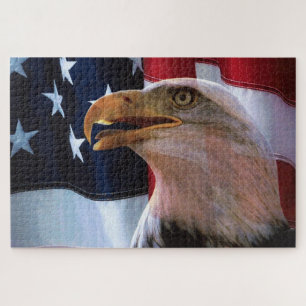 Puzzle Drapeau américain avec aigle chauve