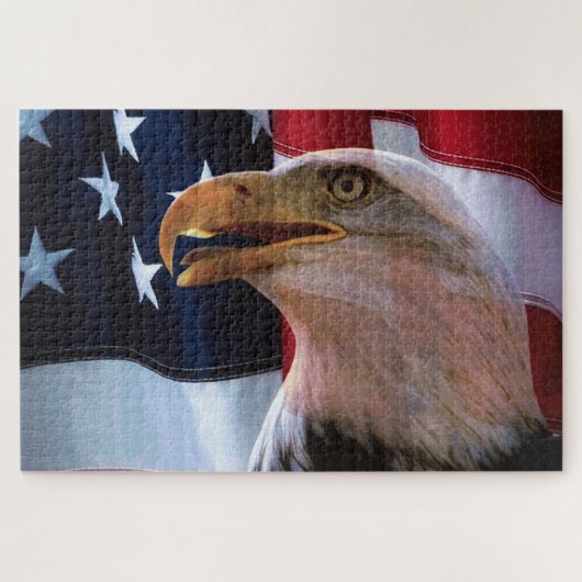Puzzle Drapeau américain avec aigle chauve (Horizontal)