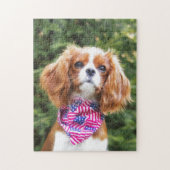 Puzzle Drapeau américain Cavalier roi Charles Spaniel Pup (Vertical)