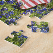 Puzzle Drapeau américain dans un champ de bleuets, (Côté)