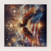 Puzzle Drapeau américain - Étoiles et rayures - Aigle cha (Horizontal)