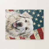 Puzzle Drapeau américain Grunge Chien des Pyrénées (Horizontal)