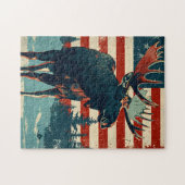 Puzzle Drapeau américain Moose Vintage (Horizontal)