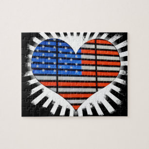 Puzzle Drapeau américain Patriot Heart