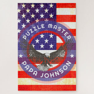 Puzzle Drapeau américain personnalisé rouge blanc bleu