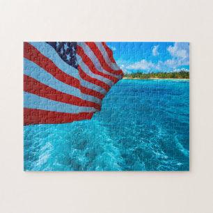 Puzzle Drapeau américain. Saipan Îles Mariannes.