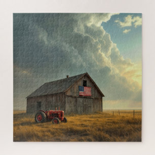 Puzzle Drapeau américain sur une grange de ferme
