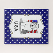 Puzzle Drapeau américain Vieux chien anglais (Grey 1) (Horizontal)