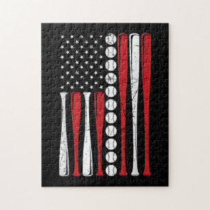 Puzzle Drapeau américain vintage de baseball du 4 juillet