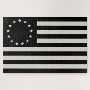 Puzzle Drapeau de Betsy Ross en noir : Cercle d'étoiles a