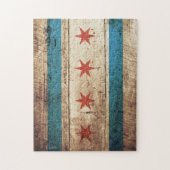 Puzzle Drapeau de Chicago sur le vieux grain en bois (Vertical)
