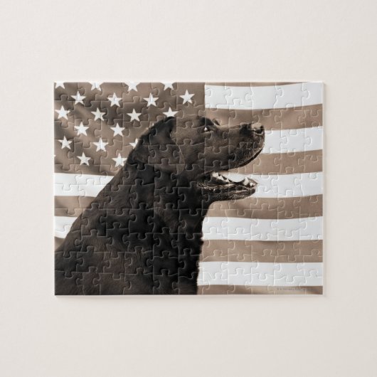 Puzzle Drapeau de chien et américain (Horizontal)