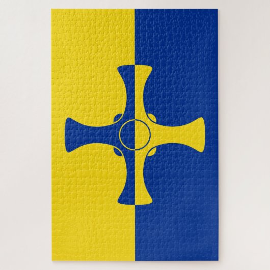 Puzzle Drapeau de Durham (Comté d'Angleterre, RU) (Vertical)