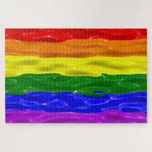 Puzzle Drapeau de fierté de SlipperyJoe's vernis rouge or