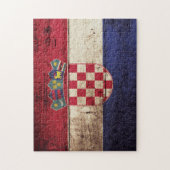 Puzzle Drapeau de la Croatie sur le vieux grain en bois (Vertical)