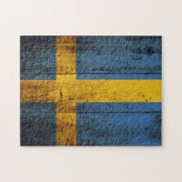 Drapeau de la Suède sur le vieux grain en bois