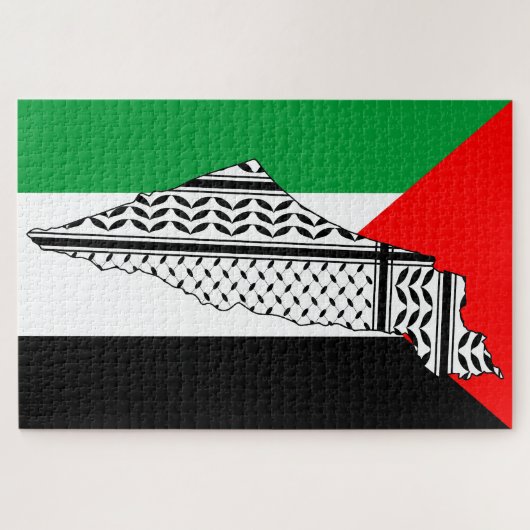 Puzzle Drapeau de Palestine et carte avec Keffiyeh Motif (Horizontal)