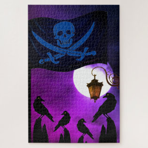 Puzzle Drapeau de pirate et lune