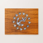 Puzzle Drapeau de yacht Connexion en bois de teck nautiqu (Horizontal)