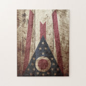 Puzzle Drapeau d'état de l'Ohio sur le vieux grain en (Vertical)