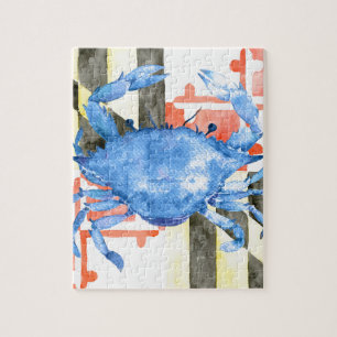 Puzzle Drapeau du Maryland d'aquarelle et crabe bleu