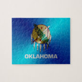 Puzzle Drapeau en métal brossé de l'Oklahoma (Horizontal)