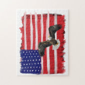 Puzzle Drapeau Et Aigle Peints D'Art Folk (Vertical)