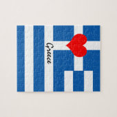 Puzzle Drapeau grec & Coeur - Grèce fans de voyage/sports (Horizontal)