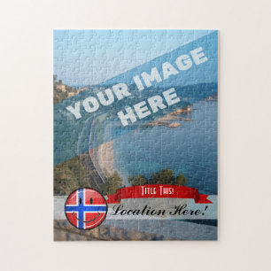 Puzzle Drapeau norvégien brillant rond souriant
