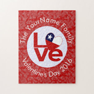 Puzzle Drapeau rouge personnalisé du Chili LOVE