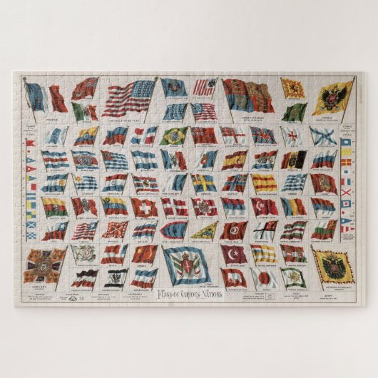 Puzzle Drapeaux vintages du monde Illustration (1892) (Horizontal)