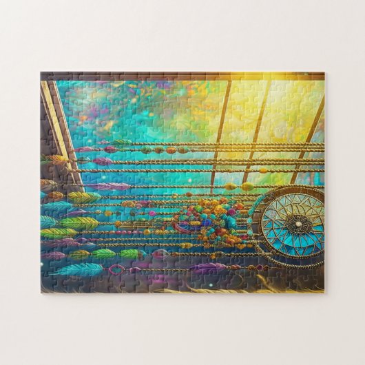 Puzzle Dreamcatcher mystique en vert violet fenêtre (Horizontal)