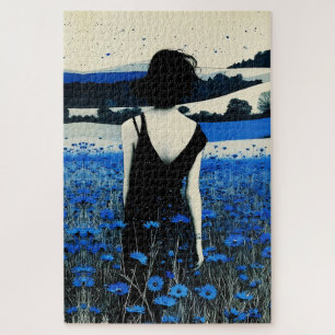 Puzzle Dreamscape Blue Champ de Fleurs Sauvages Art Mural