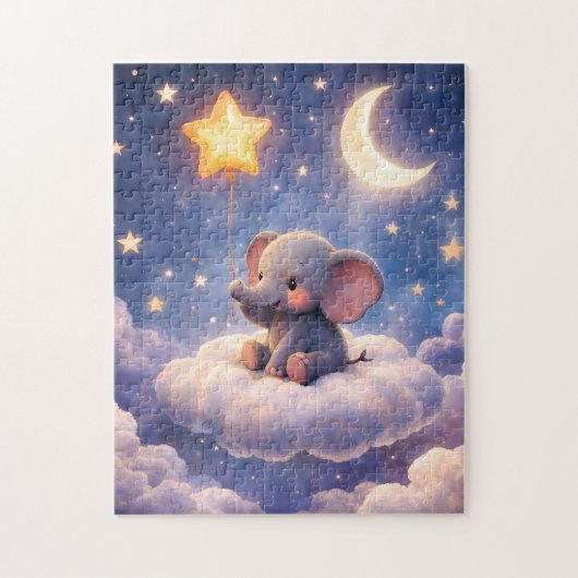 Puzzle Dreamy elephant and midnight moon 252 piece jigsaw (Vertical)