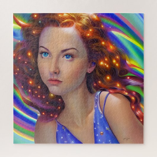 Puzzle Dreamy Girl with Rainbow Lights (Vertical)