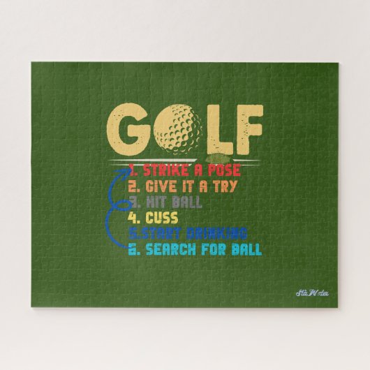 Puzzle drôle 6 marches golf vert (Horizontal)