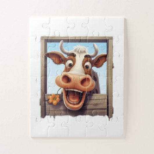 Puzzle drôle de vache pour enfants (Vertical)