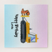 Puzzle Drôle dinosaure tracteur garçon Retour à l'école A (Horizontal)