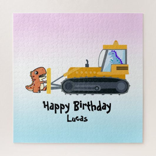 Puzzle Drôle dinosaure tracteur garçon Retour à l'école A (Vertical)