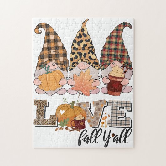 Puzzle Drôle Gnome aime la chute, saison citrouille (Vertical)