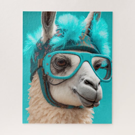 Puzzle Drôle Llama Alpaca mignonne Animaux Lunettes Casqu (Vertical)